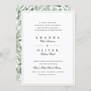 Invitation Olive Branch Botanical Greenery Mariage élégant