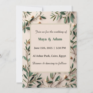 Invitation Olive Branch Greenery Botanical wedding