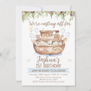 Invitation Olive Branch Noah's Ark Boys 1er anniversaire