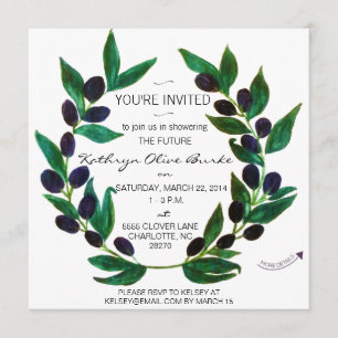 Invitation olive de Fête de la mariée de guirlande