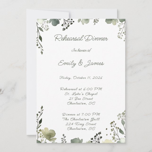 Invitation Olive Floral Wedding (Devant)