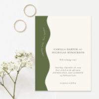 Olive foncé Vert moderne Wavy Mariage rétro