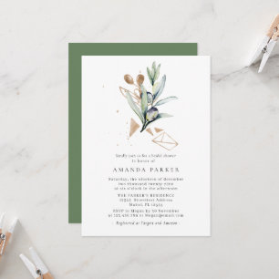 Invitation Olive Golden Branche moderne Douche nuptialeInvita
