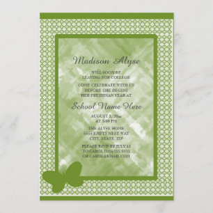 Invitation Olive Green avec Butfly College Trunk Party