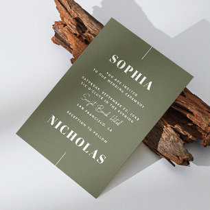 Invitation Olive green Elegant minimaliste mariage QR Code