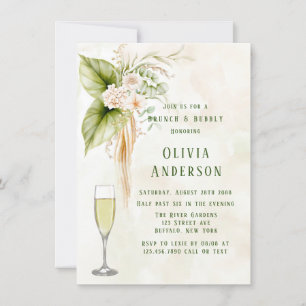 Invitation Olive Green Florales tropicales Brunch et Bubbly I