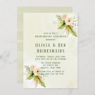 Invitation Olive Green Florals tropicaux Bridesmaids Déjeuner