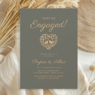 Invitation Olive Green Inséparables partie d'engagement cardi