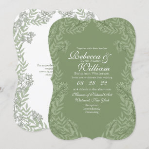 Invitation Olive Green Mariage Botanique Vintage