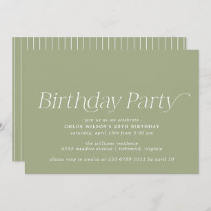 Invitation Olive Green   Simple Minimal N'Importe Quel Âge An