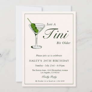 Invitation Olive Martini Cocktail Drôle 29ème anniversaire