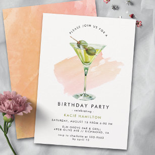 Invitation Olive Martini   Fun Cocktail Party Adulte Annivers