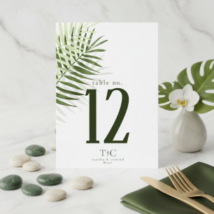 Invitation Olive Oasis Feuilles de Palmier Blanc Numéro de Ta