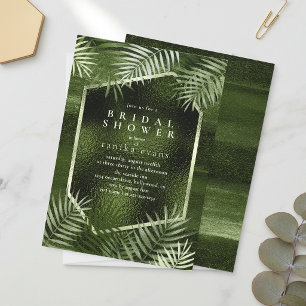 Invitation Olive Oasis Feuilles de Palmier Foncé Mariage ID13