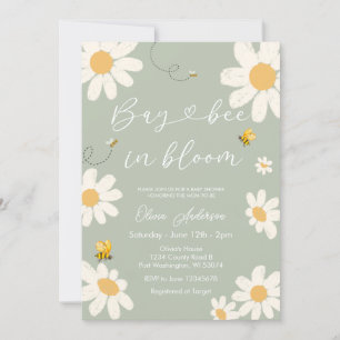 Invitation Olive Sage Daisy Retro Bay Bee Baby shower