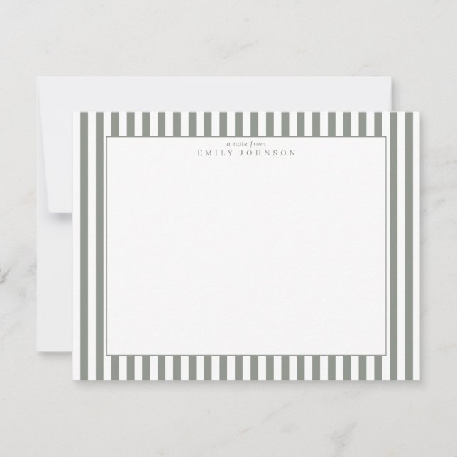 Invitation Olive Striped Note Card (Devant)