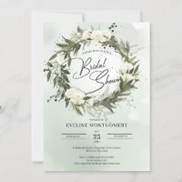Olive wreath forest green feuilles blancs roses bo