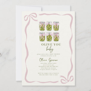 Invitation Olive You Baby Coquette Pot à Olives Baby Shower