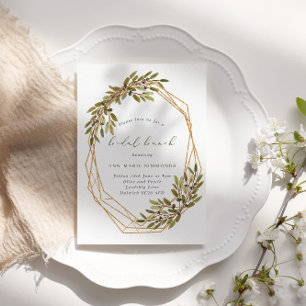 Invitation Olives rustiques Cadre géométrique Brunch nuptial