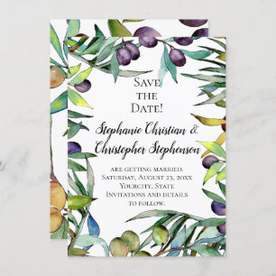Invitation Olives savoureuses Aquarelle toscane Enregistrer l