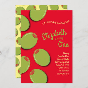 Invitation Olives vertes Enfant 1er fête d'anniversaire