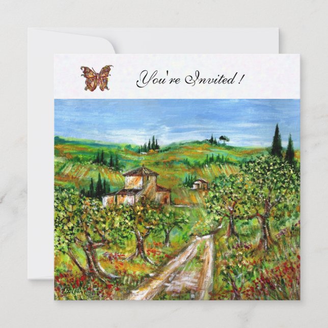 Invitation OLIVIERS EN TOUSCANIE,vert jaune blanc (Devant)