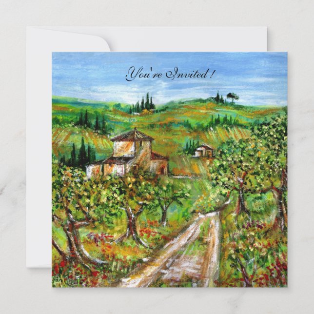 Invitation OLIVIERS EN TOUSCANIE,vert jaune blanc (Devant)