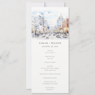 Invitation Omaha Nebraska Watercolor Scape Wedding Program