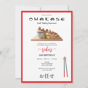 Invitation Omakase Japonais Sushi Script de dégustation Anniv