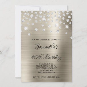 Invitation Ombre à huile satinée en diamant Confetti Platine
