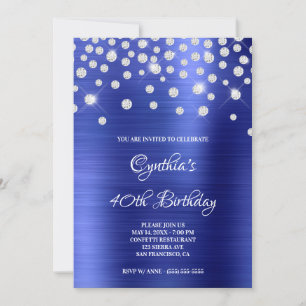 Invitation Ombre à huile satinée en diamant Confetti Sapphire
