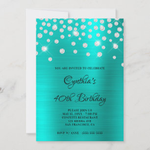 Invitation Ombre à huile satinée turquoise Confetti en diaman