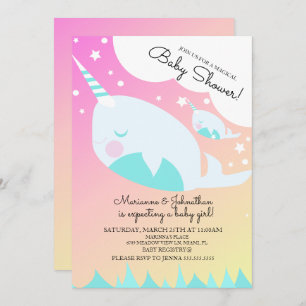 Invitation Ombre Baby shower Narwhale et Baby Magical Invita