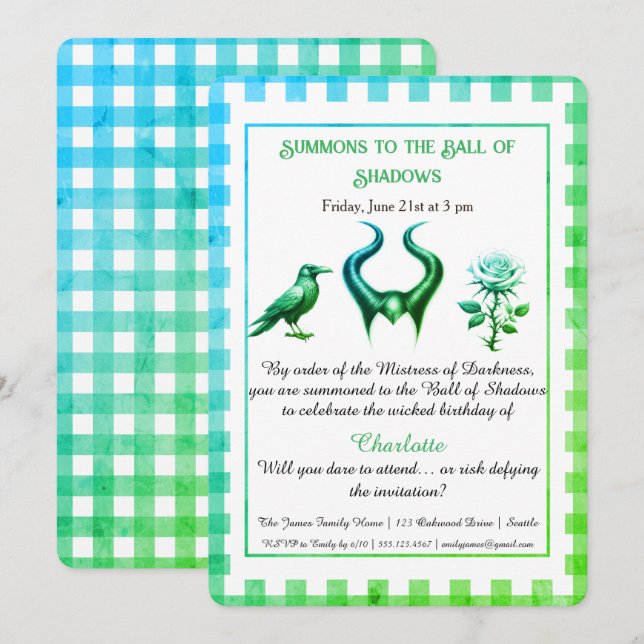 Invitation Ombre Balle Fantastique Naissance Design Script (Devant / Derrière)