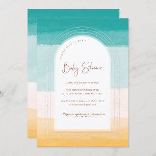 Invitation Ombre Beach Sun & Sand   Baby shower arc-en-ciel