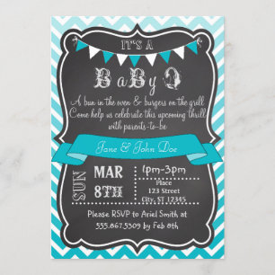 Invitation Ombre Chevron Chalkboard BabyQ