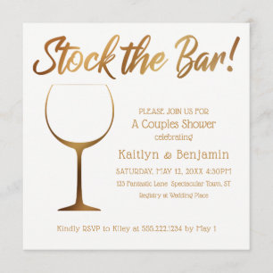 Invitation Ombre d'or et couples blancs Stock la douche du ba