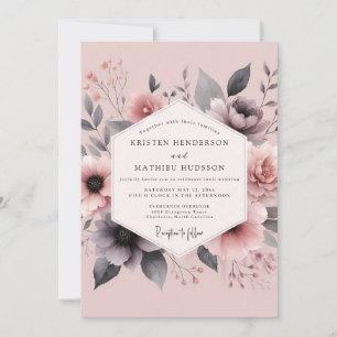 Invitation Ombre Fleurs de Mariage Flora