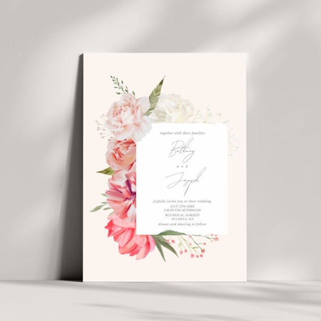 Invitation Ombré Floral Botanical Mariage élégant (Créateur téléchargé)