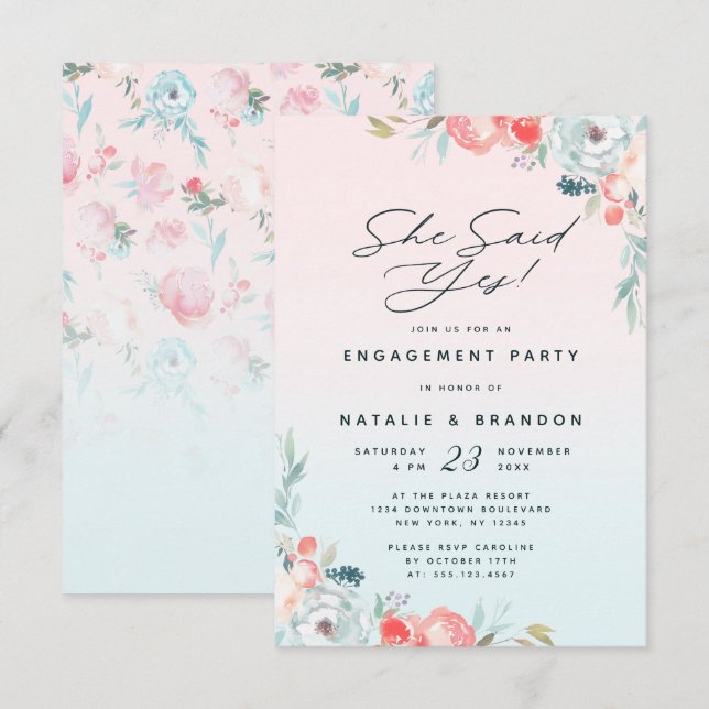 Invitation Ombre French Garden Elle A Dit Oui Engagement Part (Devant / Derrière)
