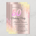 Invitation Ombre Glitter Drips Rose Gold 50th Birthday Party<br><div class="desc">A modern,  chic,  and glamorous with ombre glitter drips on a rose gold background.</div>