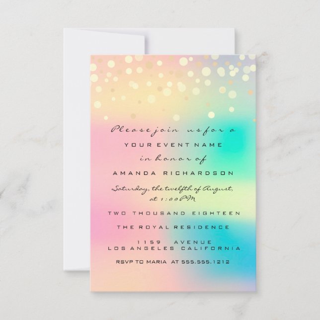 Invitation Ombre Holographique bulle nuptiale douce 16e Confe (Devant)