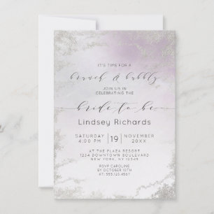 Invitation Ombre Lumière Purple Argent Brunch & Douche Bubbly