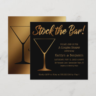Invitation Ombre or & Couples noirs Stock la douche Bar