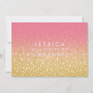 Invitation Ombre Pink Gold Serez-Vous Ma Parties scintillant