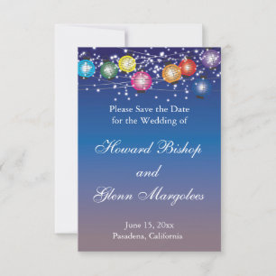Invitation Ombre Rainbow Lanterns Wedding Enregistrer La Date