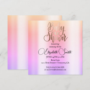 Invitation ombre rose gold pour baby shower