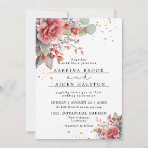 Invitation Ombre Rose Peach Dusty Blue Mariage