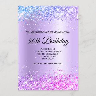 Invitation Ombre rose violet bleu Parties scintillant brillan