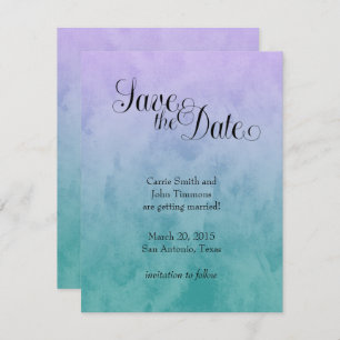 Invitation Ombre violet et Turquoise Enregistrer la date